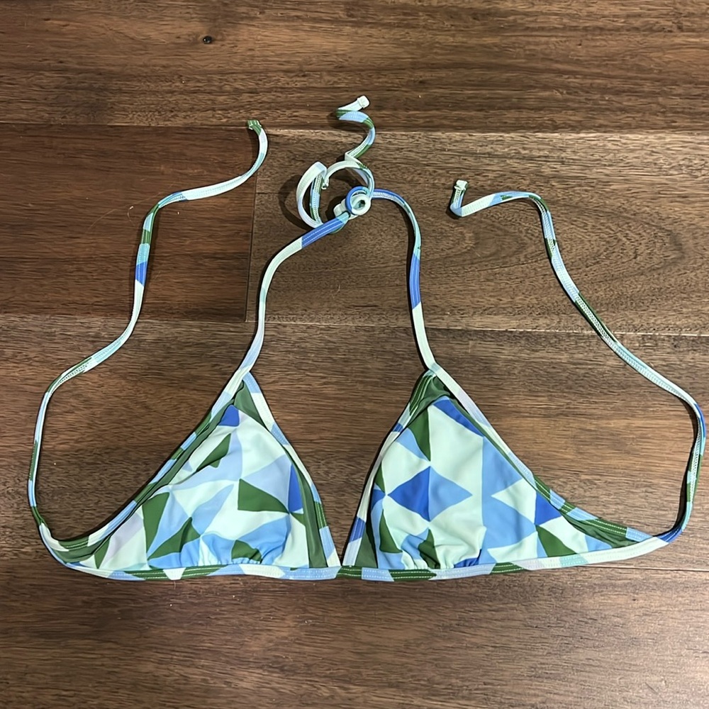 Aerie Colorblock Triangle Bikini Top with Mesh Trim